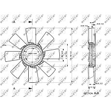 Paleta ventilator. racire motor Radiator fan diameter 9-180-750 mm number of blades 8 SCANIA 4 PGRT DC09.108-DT16.08 01.00 SCANIA 4 - series (LA4X2), 05.1995 - 04.2008 NRF 49859