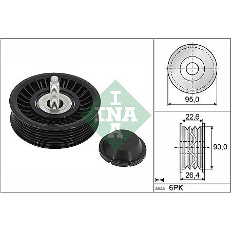 Rola ghidare-conducere. curea transmisie Poly V-belt pulley fits. JAGUAR E-PACE F-PACE F-TYPE XE XF II XF SPORTBRAKE XJ LAND ROV JAGUAR F-TYPE (X152), Sabrioleta, 10.2012 - INA 532 0891 10