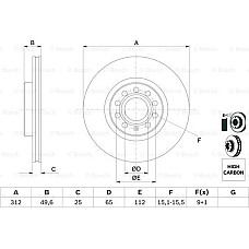 Disc frana AUDI Q3 (8UB, 8UG), Crossover, 06.2011 - 10.2018 BOSCH 0 986 479 058