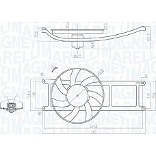 Ventilator. radiator Ventilator radiator cu carcasa FIAT PANDA 1.1-1.4CNG 09.03- FIAT PANDA II (169_), Hatchback Van, 03.2004 - Magneti Marelli 069422715010