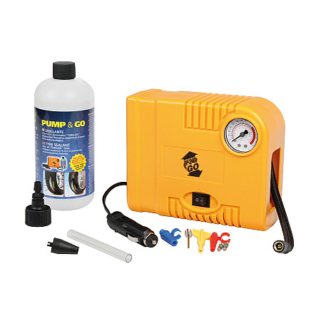 Compresor aer Pump&amp;Go 12V si kit etansare pneuri