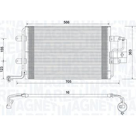 Condensator. climatizare A-C condenser with dryer fits. AUDI A3 TT PEUGEOT 306 SEAT LEON TOLEDO II SKODA OCTAVIA I SUBARU LEGACY AUDI TT (8N9), Roadster, 10.1999 - 06.2006 Magneti Marelli 350203735000
