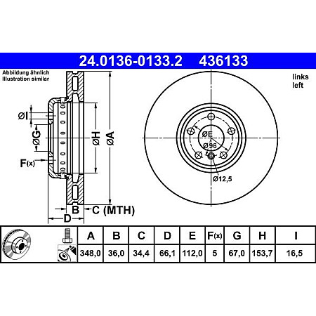 Disc frana MINI Cooper III (F56), Compartiment, 12.2013 - ATE 24.0136-0133.2