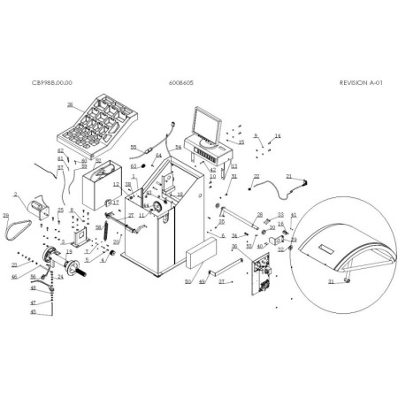 Accesorii si piese masina de echilibrat Evert acopera roata CB958B echilibrist numarul parte: 6008564 in diagrama No. 31 EVERT EVERTZT6008564