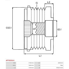 Fulie, alternator MERCEDES-BENZ VANEO (414), Dubita, 02.2002 - 07.2005 AS-PL AFP3010(V)