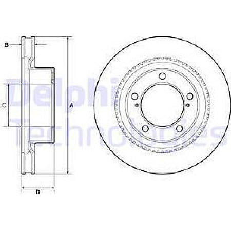 Disc frana Fata Dreapta-Stanga se potriveste. LEXUS LX TOYOTA LAND CRUISER 200 SEQUOIA TUNDRA 4.0-5.7ALK 02.99- TOYOTA TUNDRA II (_K5_, _K6_), Ridica, 11.2006 - Delphi BG9131