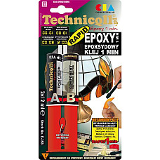 Adeziv universal epoxi incolor 24ml clei epoxidic cu doua componente destinat pentru: beton ceramica materiale plastice metal sticla 1 minut intarire rapida puternic standard TECHNICQLL TE E-358 2 X 12 ML