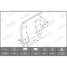 Set garnit de frictiune. frana tambur Ferodou sabot frana 410x183. 1-supradimensionat MAN E2000 F2000 F9 F90 F MAN M90, 08.1988 - 12.1998 Beral KBL19495.1-1575