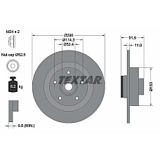 Disc frana Brake disc with bearing rear L/R RENAULT GRAND SCENIC IV MEGANE IV SCENIC IV TALISMAN 1.2-2.0D 06.15- TEXTAR 92316503
