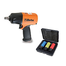 "Pistol de impact Air impact wrench external square 1/2"" 1760 Nm air consumption: 288 l/min. weight: 2 kg kit contains:wheel sockets" BETA BE1927P/4