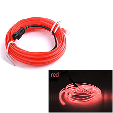 Fir Neon Auto "EL Wire" culoare Rosie, lungime 2M, alimentare 12V, droser inclus