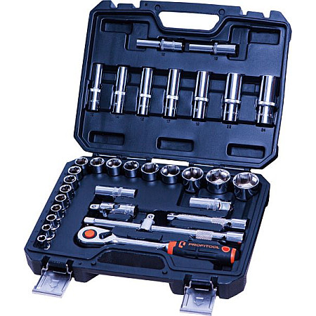 "Set scule Set of tools 6PT sockets 1/2"" number of tools: 33pcs metric size: 10 11 12 13 14 15 16 17 18 19 22 24 27 30 32 mm" PROFITOOL 0X231BC33