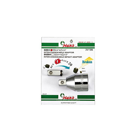 "Reductie cheie cu clichet / maner rotativ Adaptor/Reductie: 3/4"" -> lungime 64 mm 3/4->1/2" HANS 6884