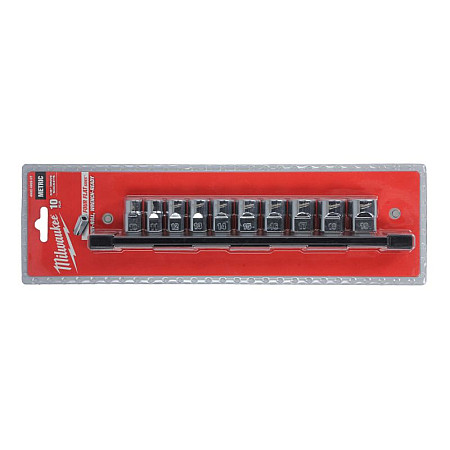 "Set chei tubulare Sockets set 10 pcs socket / drive: 3/8"" short profile: Hexagonal packaging: rail" MILWAUKEE 4932492507