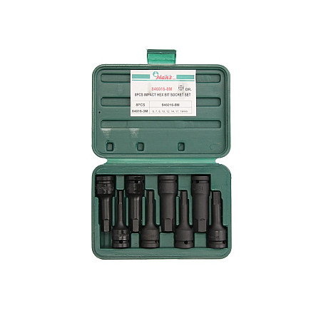 "Set scule Set tubulare si biti impact pneumatic HEX dimensiune tubulara: 1/2"" 8 buc lung impachetare: cutie de plastic" HANS 846016-8M