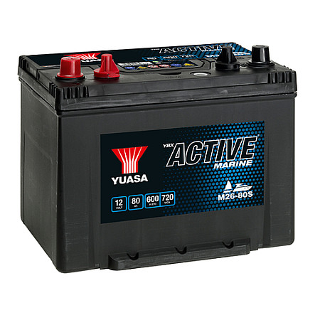 Acumulator Pornire Battery YUASA 12V 80Ah/680A Active Marine Start L+ standard terminal + threaded 260x174x225 B9 backup YUASA M26-80S