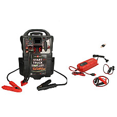 "Roboti de pornire ""BOOSTER"" Dispozitiv de pornire BOOSTER model: P2 tensiune: 12/24V cCA: 2400/1200A curent de pornire maxim: 5400/2700A greutate: 325 kg Aparatul contine baterie" LEMANIA ENERGY 0XL