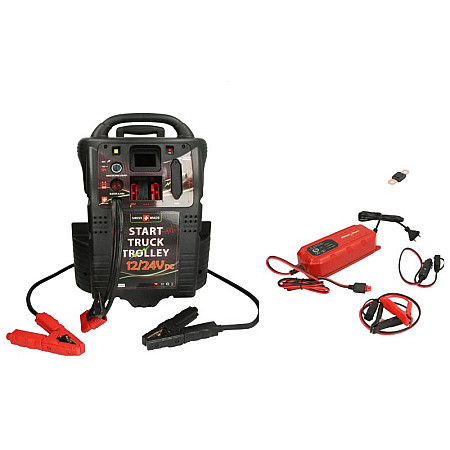 "Roboti de pornire ""BOOSTER"" Dispozitiv de pornire BOOSTER model: P2 tensiune: 12/24V cCA: 2400/1200A curent de pornire maxim: 5400/2700A greutate: 325 kg Aparatul contine baterie" LEMANIA ENERGY 0XL