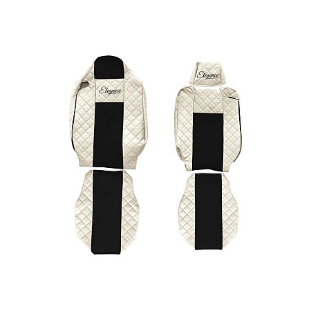 Husa scaun Huse pentru scaune Elegance sampanie material eco-piele / velours serie ELEGANCE tetiera integrata pentru pasageri tetiera reglabila a soferului RENAULT T F-CORE F-CORE FX20 CHAMP