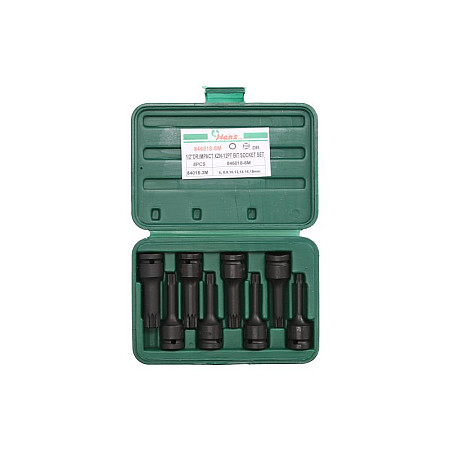 "Set scule Set tubulare si biti impact pneumatic XZN dimensiune tubulara: 1/2"" 8 buc lung impachetare: cutie de plastic" HANS 846018-8M