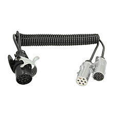 &quot;Cablu infasurat Sirma electrica spiralata lungime de lucru 35m numar cabluri: 1x15+6x1mm adaptor de soclu cu convertoare &quot;&quot;N&quot;&quot; si &quot;&quot;S&quot;&quot; 15/7/7 24 V 12 pini activi dopuri din