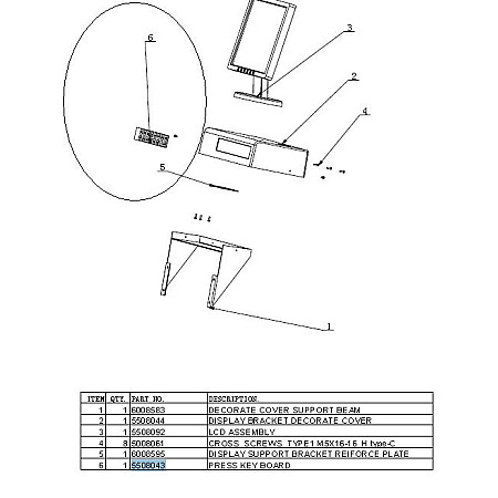 Accesorii si piese masina de echilibrat chei Evert panoul de control CB998B echilibrist numarul parte: 5508043 in sistemul nr 6 EVERT EVERTZT5508043
