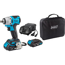 Pistol de impact pneumatic sursa de alimentare: pe baterii patrat exterior 1/2 cuplu maxim: 270Nm 18V 2 x 2Ah impachetare: valiza baterie inclusa incarcator inclus HAZET HAZ 9212M-1/4