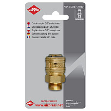 "Elemente si racorduri sisteme pneumatice Quick coupler 3/8"" outer pressure bar: 10bar brass" AIRPRESS 4301504